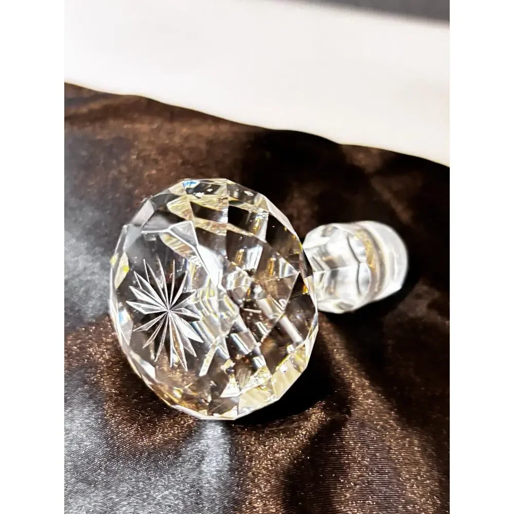 Vintage Cut Glass Decanter Stopper Starburst Faceted Round Replacement 3